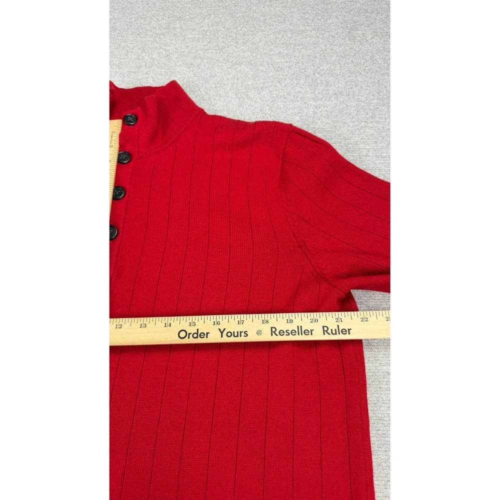 Banana Republic Mens Red Extra Fine‎ Merino Wool Mock Neck Ribbed Sweater Large